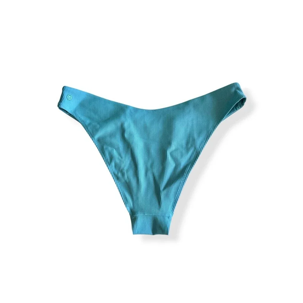 Lululemon Teal Ribbed High-Rise Skimpy-Fit Swim Bikini Bottoms Summer Athletic